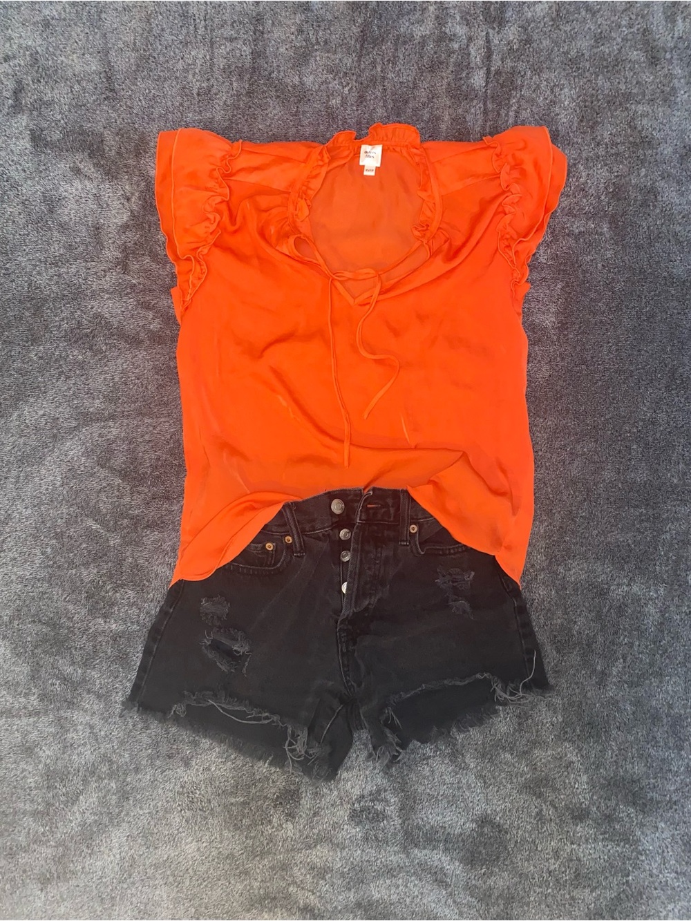 Y2K Hot Girl Summer Set Distressed Black Denim Shorts + Flowy Top